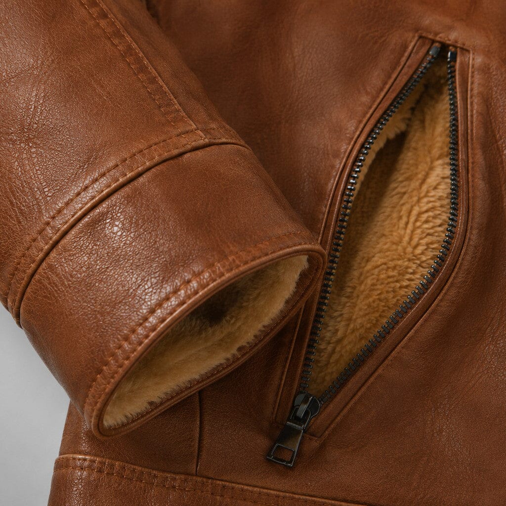 Bikerjacke Herren Cognac Gefüttert mit Teddyfutter Bikerjacke Herren Cognac Gefüttert mit Teddyfutter Eldenmark