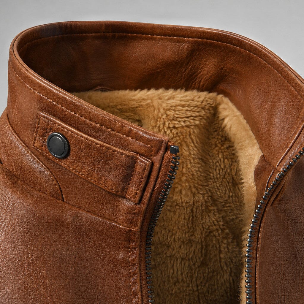 Bikerjacke Herren Cognac Gefüttert mit Teddyfutter Bikerjacke Herren Cognac Gefüttert mit Teddyfutter Eldenmark