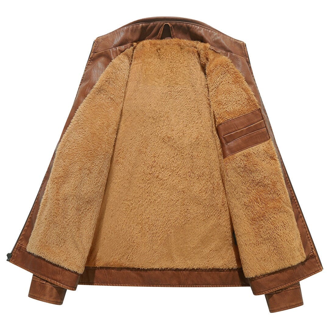 Bikerjacke Herren Cognac Gefüttert mit Teddyfutter Bikerjacke Herren Cognac Gefüttert mit Teddyfutter Eldenmark