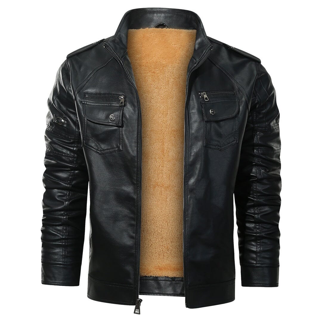 Bikerjacke Herren Schwarz Gefüttert mit Teddyfutter Bikerjacke Herren Schwarz Gefüttert mit Teddyfutter Eldenmark S Schwarz