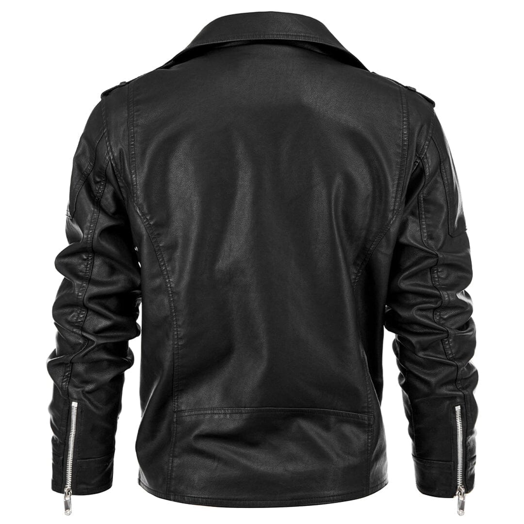 Bikerjacke Herren Schwarz mit Reverskragen und Gürtel Bikerjacke Herren Schwarz mit Reverskragen und Gürtel Eldenmark