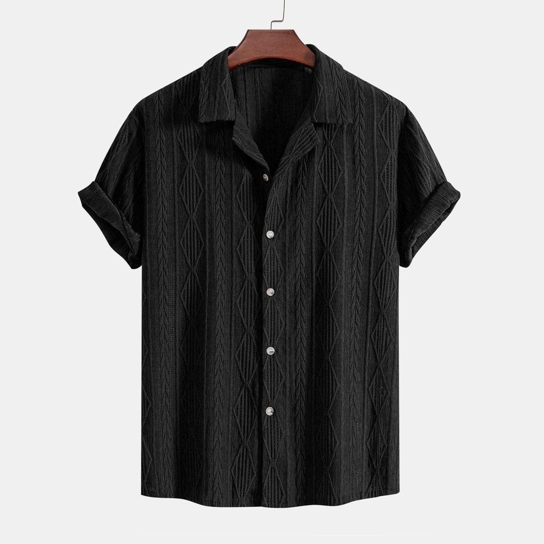 Herren Set Kubahemd Lochmuster mit Krinkel-Shorts Herren Set Kubahemd Lochmuster mit Krinkel-Shorts Eldenmark