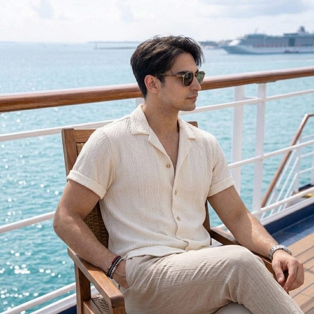 Herren Set Kurzarmhemd Creme mit Struktur Herren Set Kurzarmhemd Creme mit Struktur Eldenmark