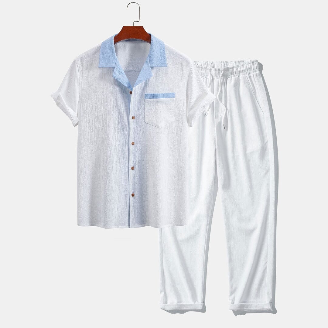 Herren Set Kurzarmhemd Leinenmix mit Stoffhose Herren Set Kurzarmhemd Leinenmix mit Stoffhose Eldenmark