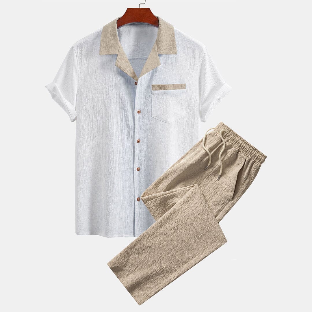 Herren Set Kurzarmhemd Leinenmix mit Stoffhose Herren Set Kurzarmhemd Leinenmix mit Stoffhose Eldenmark