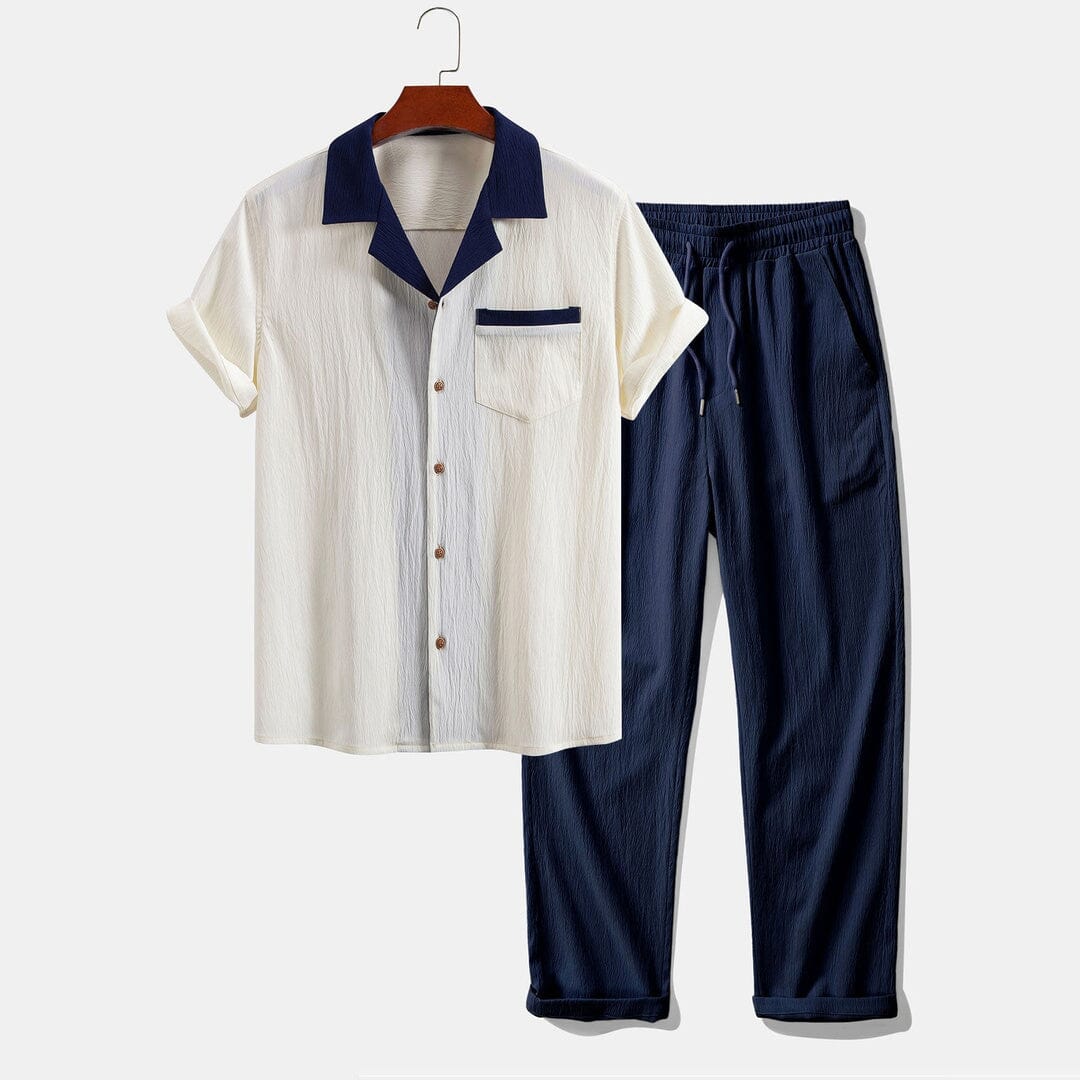 Herren Set Kurzarmhemd Leinenmix mit Stoffhose Herren Set Kurzarmhemd Leinenmix mit Stoffhose Eldenmark
