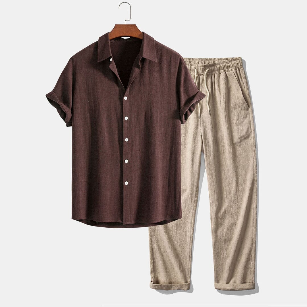 Herren Set Kurzarmhemd mit langer Sommerhose Herren Set Kurzarmhemd mit langer Sommerhose Eldenmark