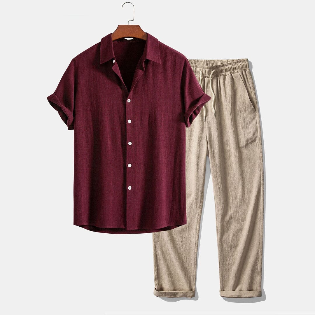 Herren Set Kurzarmhemd mit langer Sommerhose Herren Set Kurzarmhemd mit langer Sommerhose Eldenmark