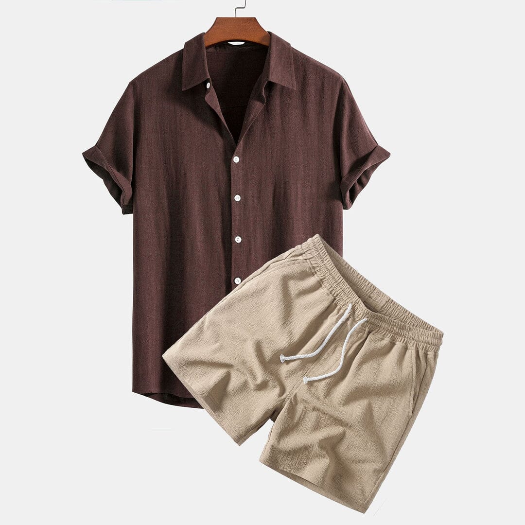 Herren Set Leinenhemd mit Bermuda Shorts Herren Set Leinenhemd mit Bermuda Shorts Eldenmark