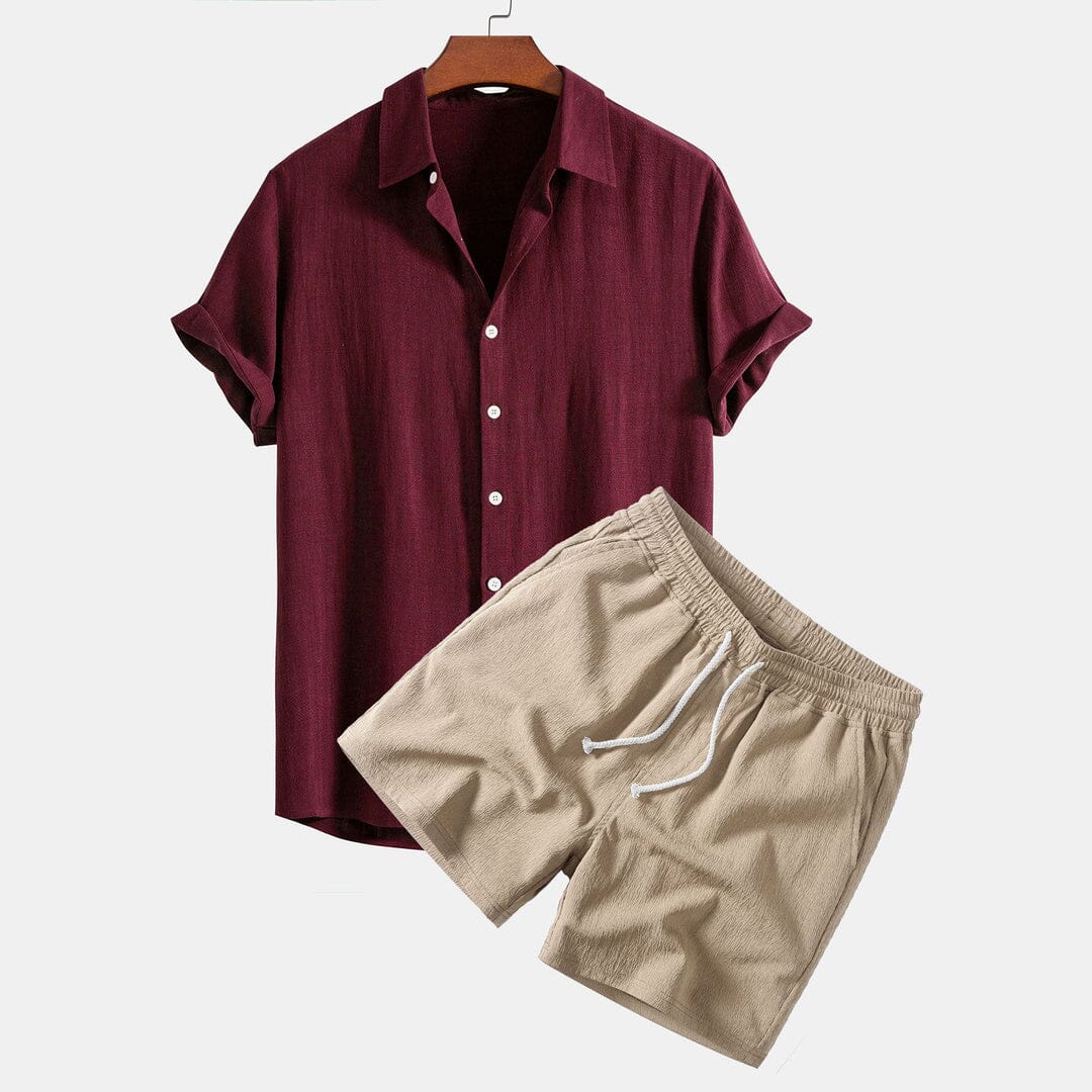 Herren Set Leinenhemd mit Bermuda Shorts Herren Set Leinenhemd mit Bermuda Shorts Eldenmark