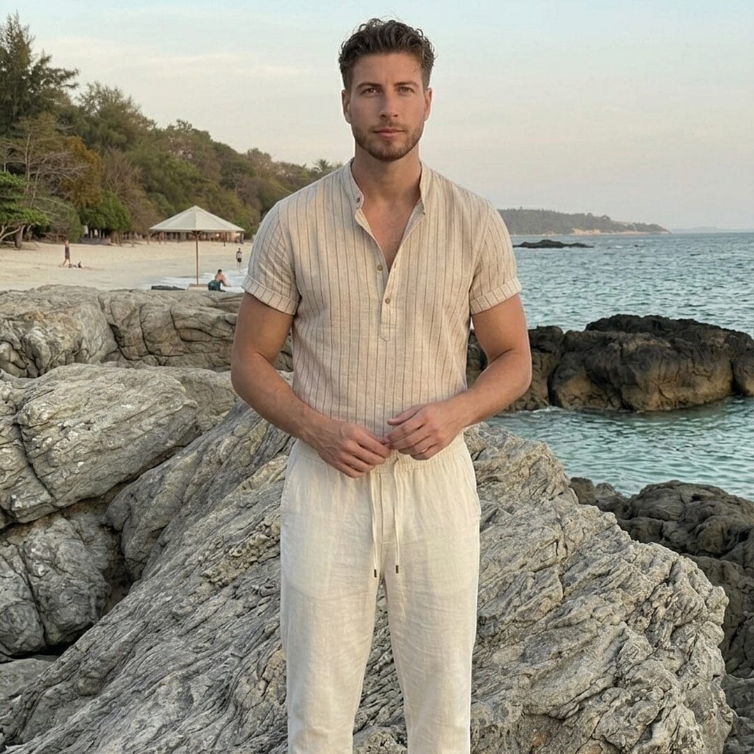 Herren Set Resorthemd mit Leinen-Sommerhose Herren Set Resorthemd mit Leinen-Sommerhose Eldenmark