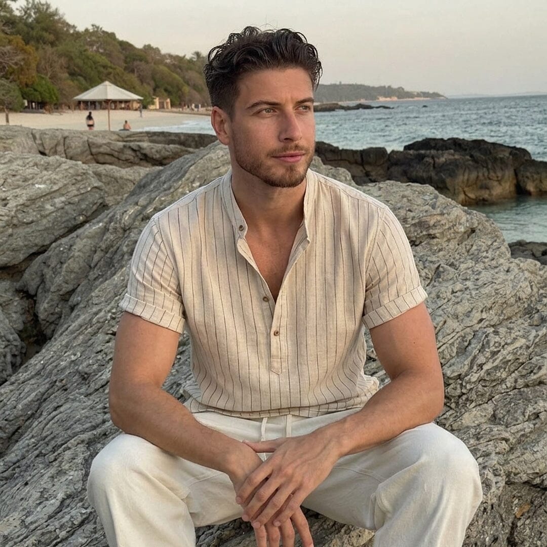 Herren Set Resorthemd mit Leinen-Sommerhose Herren Set Resorthemd mit Leinen-Sommerhose Eldenmark