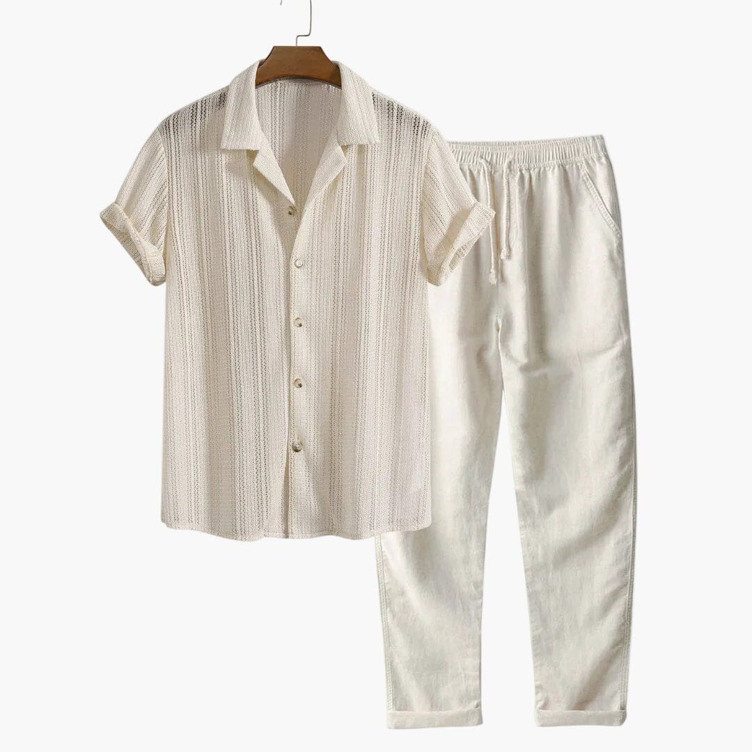 Herren Set Strickhemd mit Hose Offener Kragen Herren Set Strickhemd mit Hose Offener Kragen Eldenmark