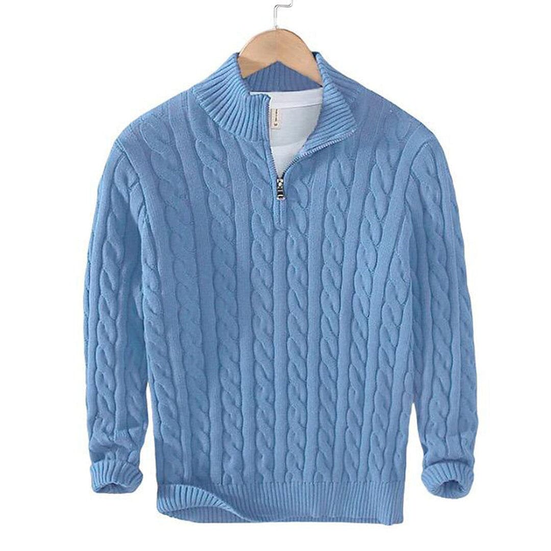 Herren Set Strickpullover Hellblau mit Zopfmuster Herren Set Strickpullover Hellblau mit Zopfmuster Eldenmark