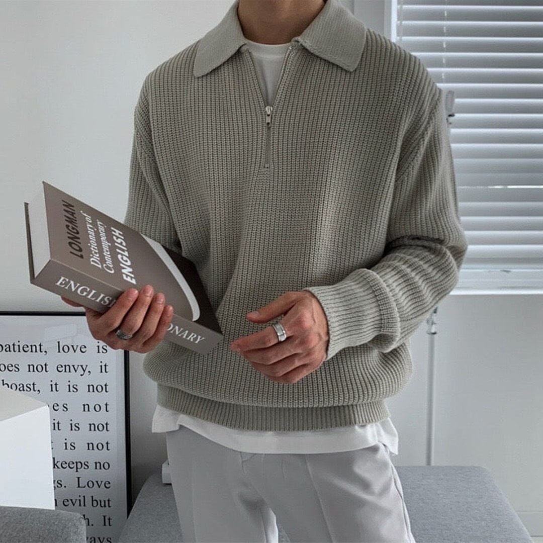 Herren Strickpullover Rippstrick mit Polokragen Herren Strickpullover Rippstrick mit Polokragen Eldenmark