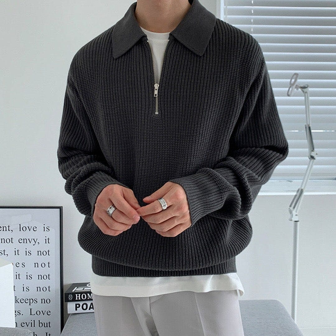Herren Strickpullover Rippstrick mit Polokragen Herren Strickpullover Rippstrick mit Polokragen Eldenmark
