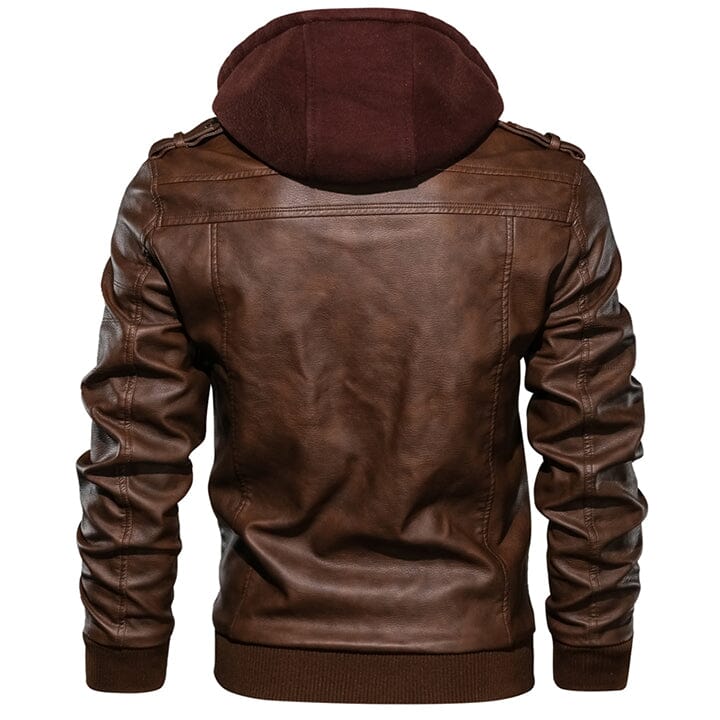 Lederjacke Herren Braun mit Abnehmbarer Kapuze Lederjacke Herren Braun mit Abnehmbarer Kapuze Eldenmark