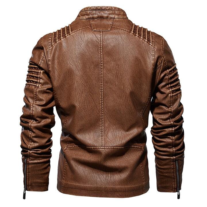 Lederjacke Herren Braun Slim Fit mit Stehkragen Lederjacke Herren Braun Slim Fit mit Stehkragen Eldenmark