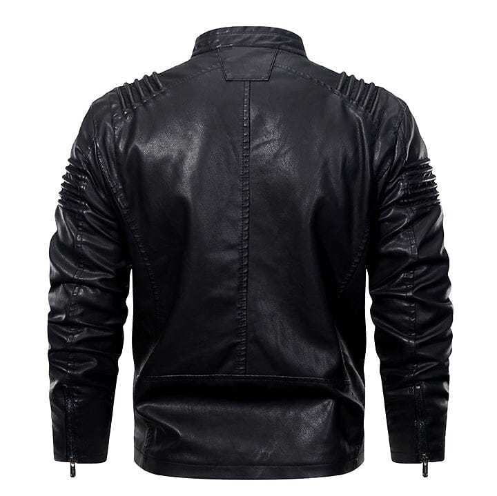 Lederjacke Herren Schwarz Slim Fit mit Stehkragen Lederjacke Herren Schwarz Slim Fit mit Stehkragen Eldenmark