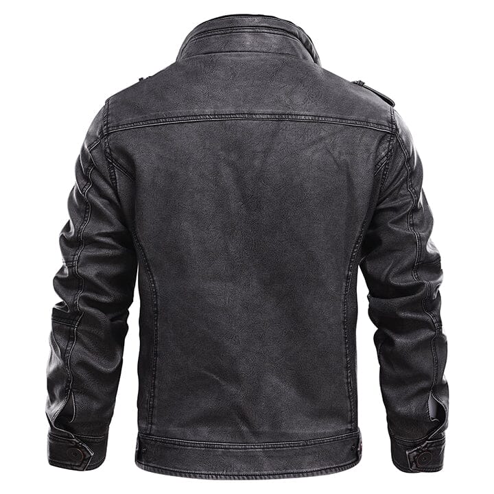 Lederjacke Herren Schwarz Vintage mit Stehkragen Lederjacke Herren Schwarz Vintage mit Stehkragen Eldenmark