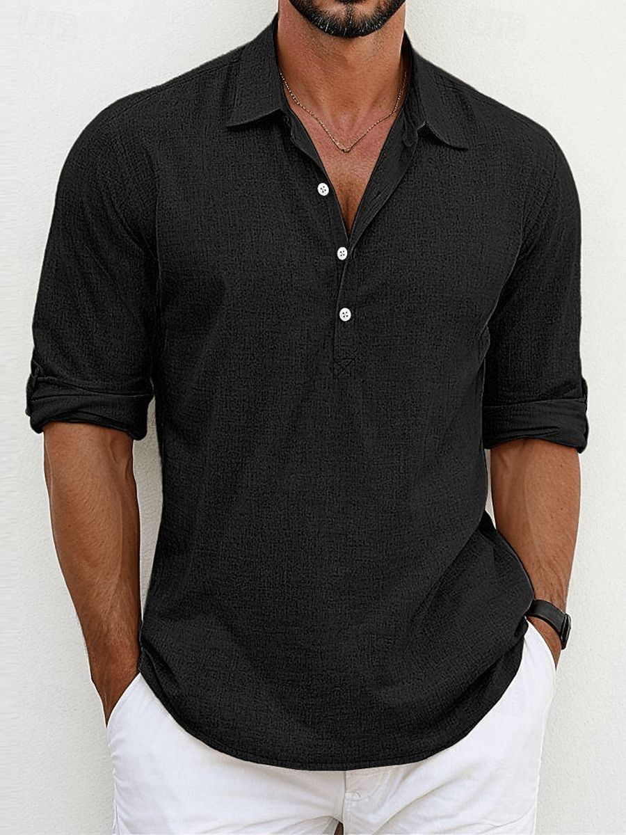 Premium-Leinenhemd Hemd Eldenmark Noir S