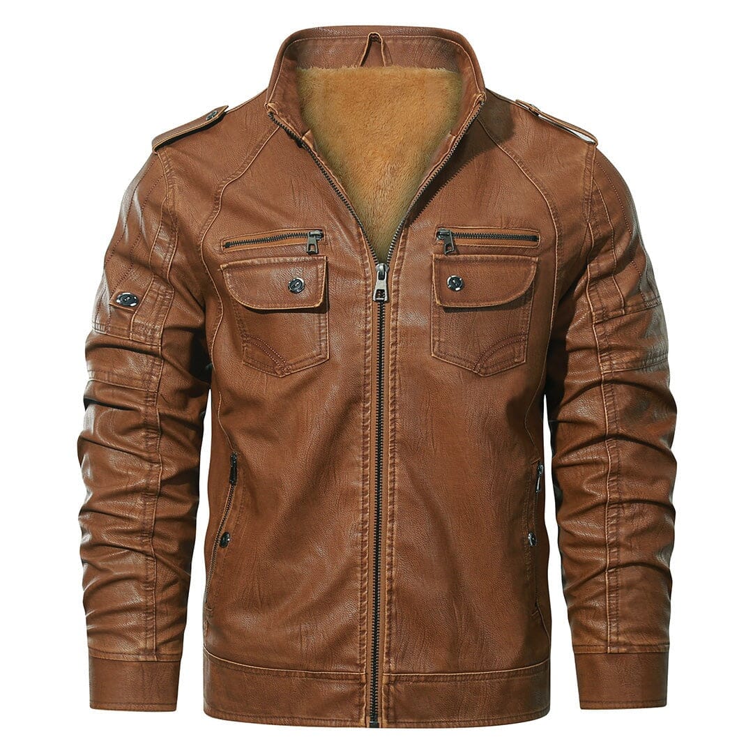 Bikerjacke Herren Cognac Gefüttert mit Teddyfutter Bikerjacke Herren Cognac Gefüttert mit Teddyfutter Eldenmark 