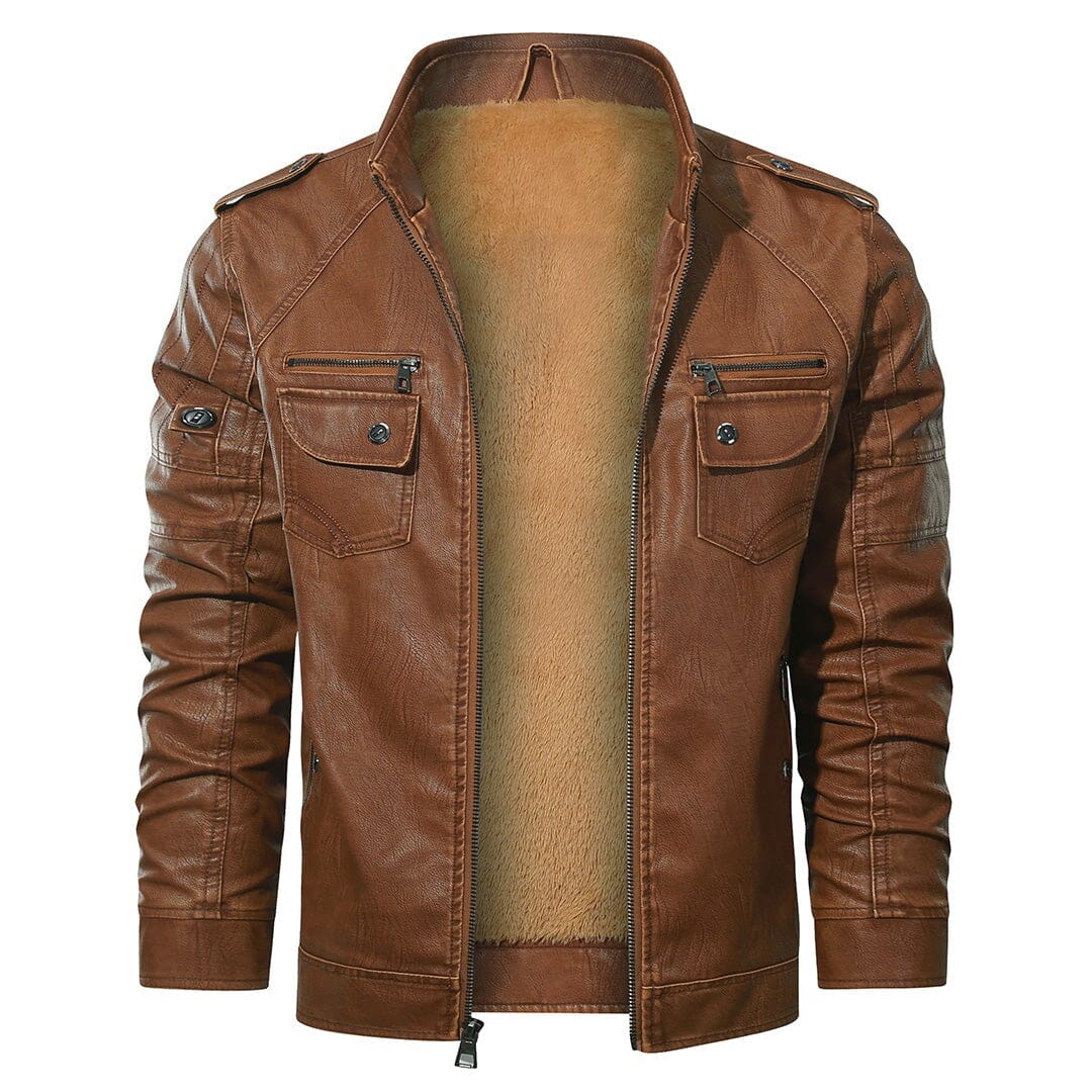 Bikerjacke Herren Cognac Gefüttert mit Teddyfutter Bikerjacke Herren Cognac Gefüttert mit Teddyfutter Eldenmark S Cognac 