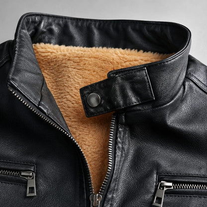 Bikerjacke Herren Schwarz Gefüttert mit Teddyfutter Bikerjacke Herren Schwarz Gefüttert mit Teddyfutter Eldenmark 