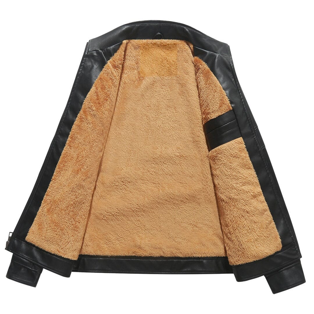 Bikerjacke Herren Schwarz Gefüttert mit Teddyfutter Bikerjacke Herren Schwarz Gefüttert mit Teddyfutter Eldenmark 