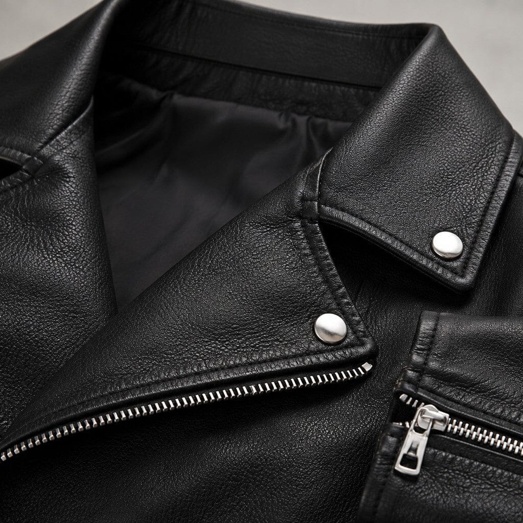 Bikerjacke Herren Schwarz mit Reverskragen und Gürtel Bikerjacke Herren Schwarz mit Reverskragen und Gürtel Eldenmark 