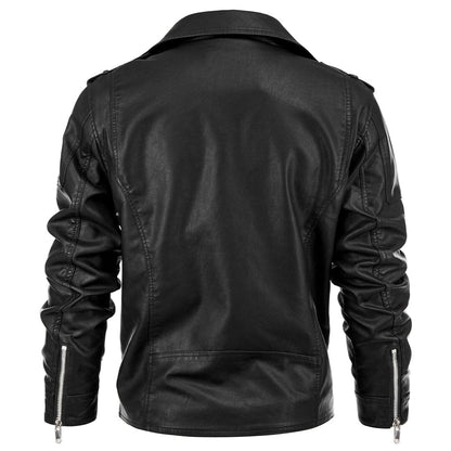 Bikerjacke Herren Schwarz mit Reverskragen und Gürtel Bikerjacke Herren Schwarz mit Reverskragen und Gürtel Eldenmark 