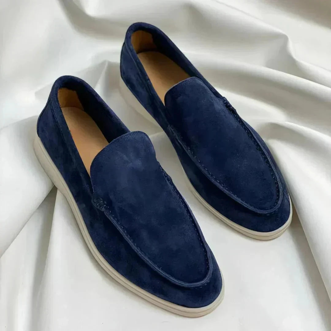 Elegante Wildleder-Mokassins Schuhe Eldenmark Bleu marine 44 
