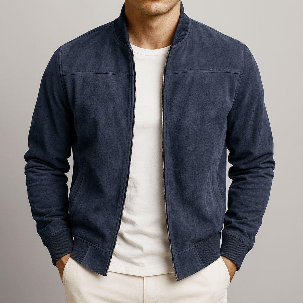 Elegante Wildlederjacke Jacke Eldenmark Bleu Marine S 