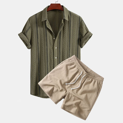 Herren Set Jacquardhemd mit Shorts Geo-Muster Herren Set Jacquardhemd mit Shorts Geo-Muster Eldenmark 