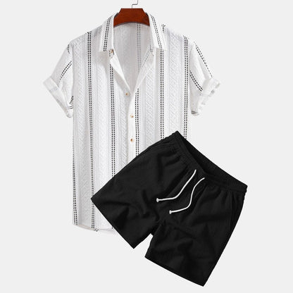 Herren Set Jacquardhemd mit Shorts Geo-Muster Herren Set Jacquardhemd mit Shorts Geo-Muster Eldenmark 