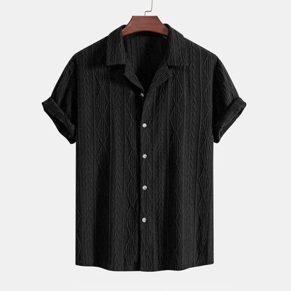 Herren Set Kubahemd Lochmuster mit Krinkel-Shorts Herren Set Kubahemd Lochmuster mit Krinkel-Shorts Eldenmark 