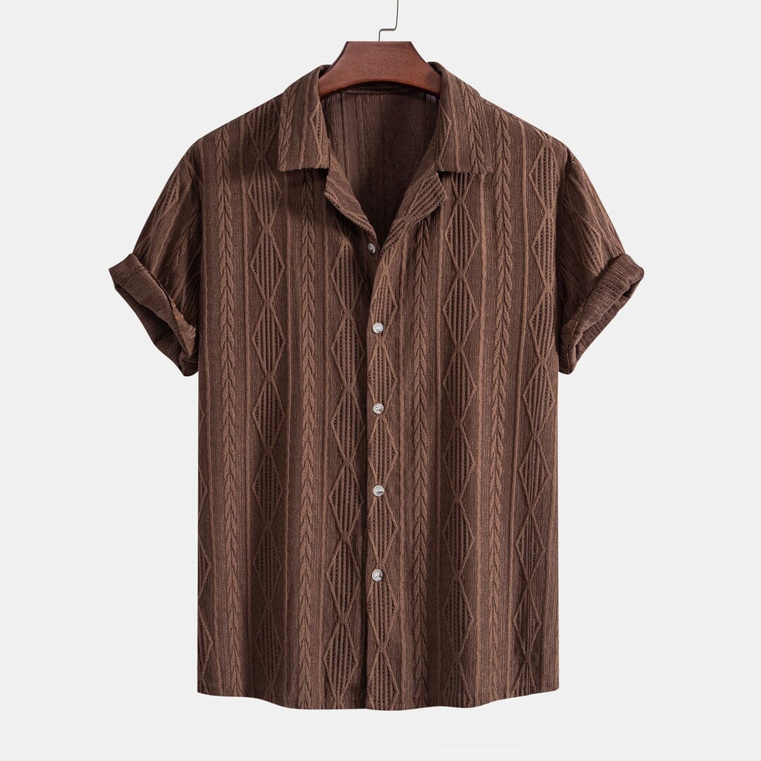 Herren Set Kubahemd Lochmuster mit Krinkel-Shorts Herren Set Kubahemd Lochmuster mit Krinkel-Shorts Eldenmark 