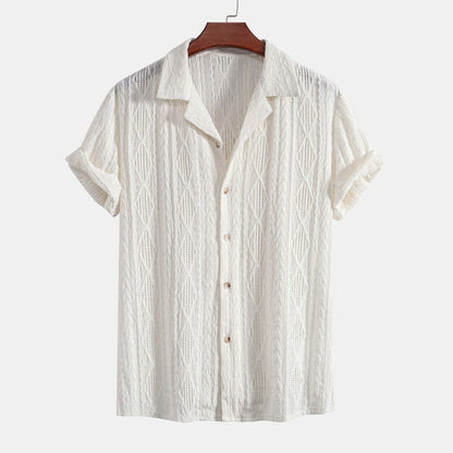 Herren Set Kubahemd Lochmuster mit Krinkel-Shorts Herren Set Kubahemd Lochmuster mit Krinkel-Shorts Eldenmark 