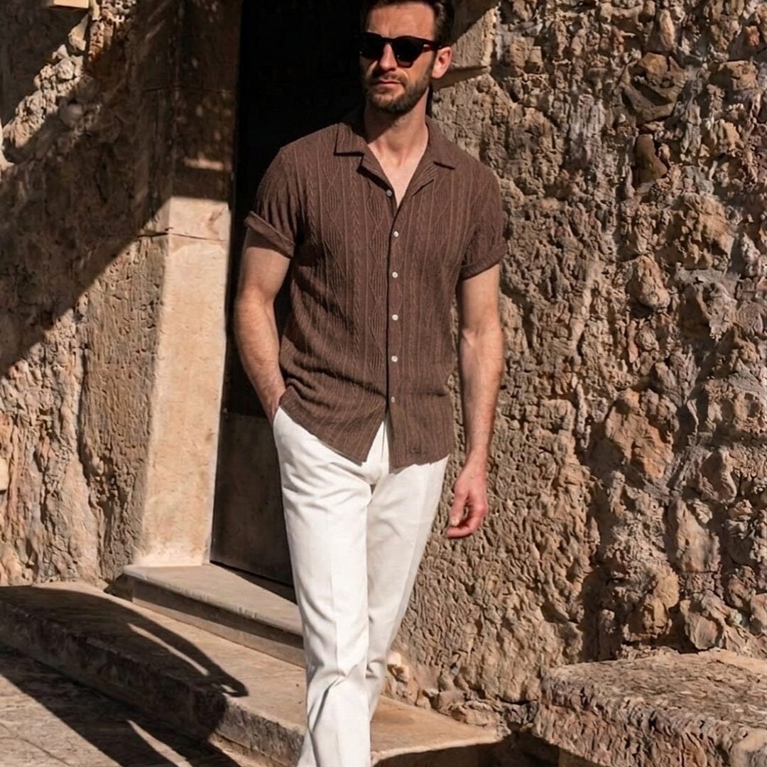 Herren Set Kubahemd mit Leinenhose Struktur Herren Set Kubahemd mit Leinenhose Struktur Eldenmark 