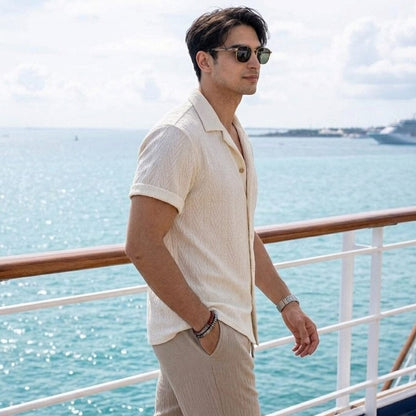 Herren Set Kurzarmhemd Creme mit Struktur Herren Set Kurzarmhemd Creme mit Struktur Eldenmark 