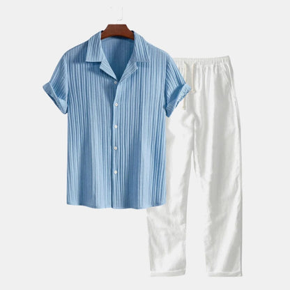 Herren Set Kurzarmhemd Hellblau Gestreift Herren Set Kurzarmhemd Hellblau Gestreift Eldenmark 