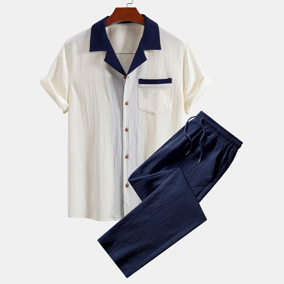 Herren Set Kurzarmhemd Leinenmix mit Stoffhose Herren Set Kurzarmhemd Leinenmix mit Stoffhose Eldenmark 