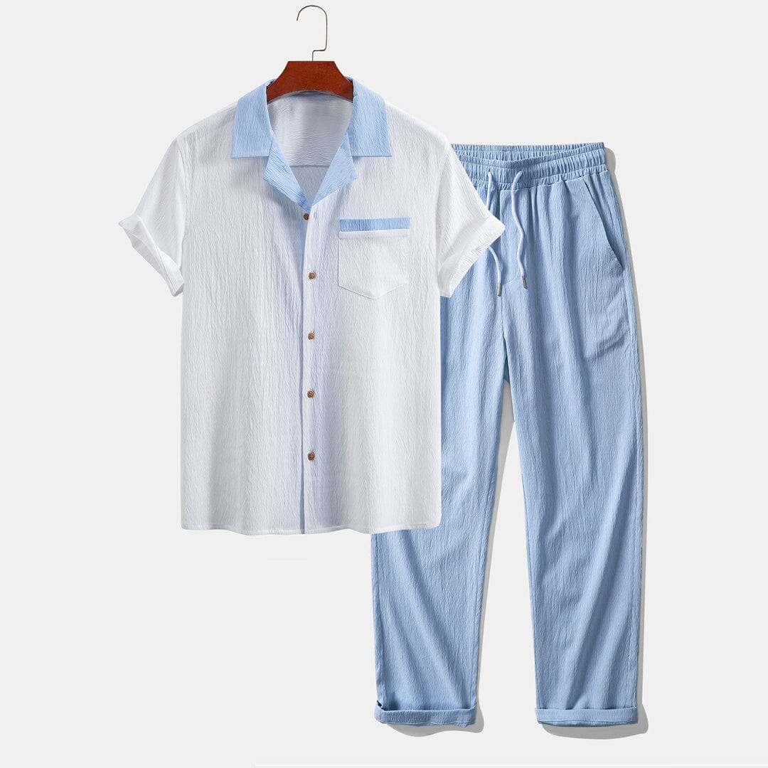 Herren Set Kurzarmhemd Leinenmix mit Stoffhose Herren Set Kurzarmhemd Leinenmix mit Stoffhose Eldenmark 