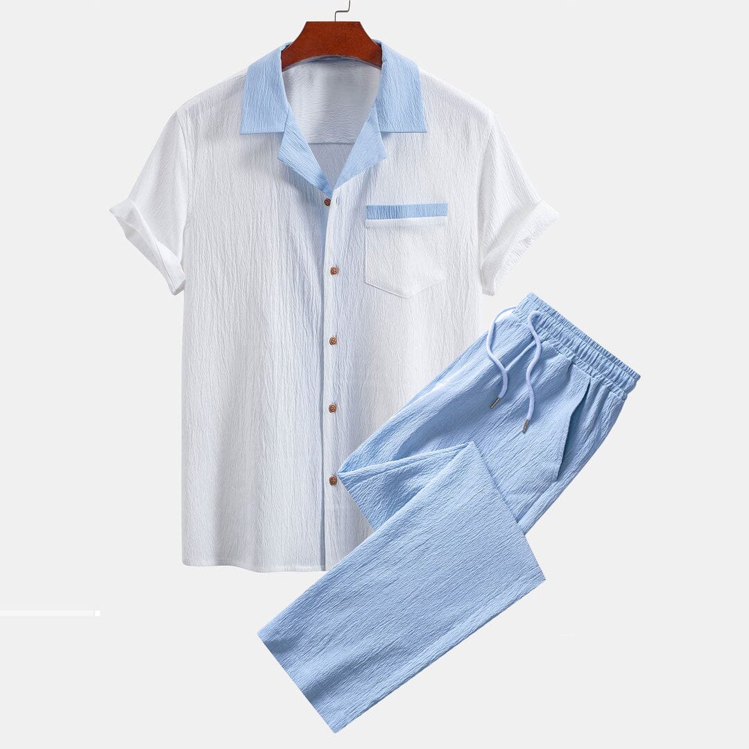 Herren Set Kurzarmhemd Leinenmix mit Stoffhose Herren Set Kurzarmhemd Leinenmix mit Stoffhose Eldenmark 
