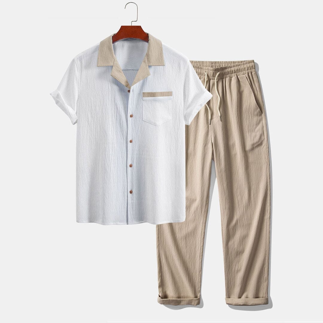 Herren Set Kurzarmhemd Leinenmix mit Stoffhose Herren Set Kurzarmhemd Leinenmix mit Stoffhose Eldenmark 