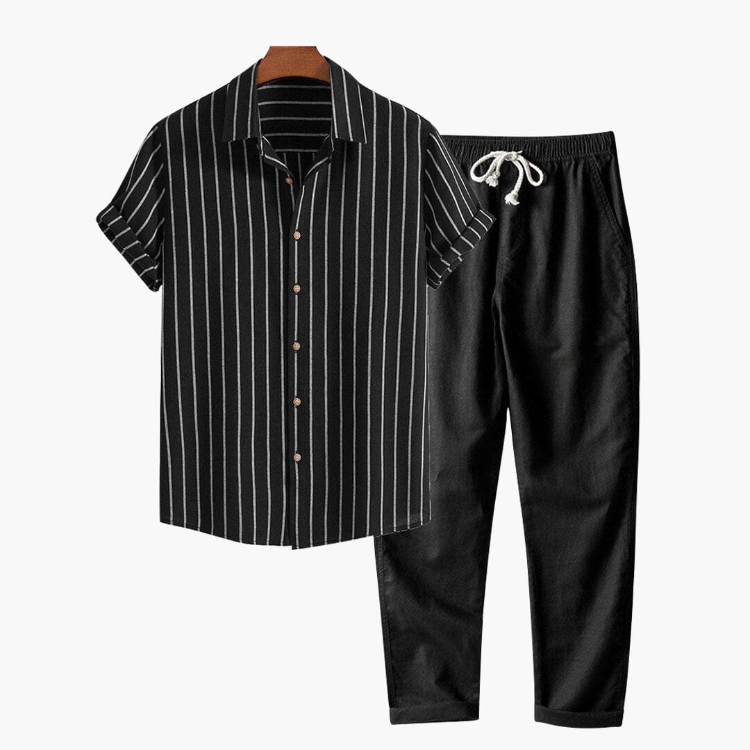 Herren Set Kurzarmhemd mit Hose im Kontrast Design Herren Set Kurzarmhemd mit Hose im Kontrast Design Eldenmark 