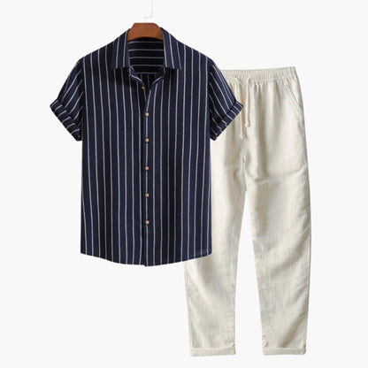 Herren Set Kurzarmhemd mit Hose im Kontrast Design Herren Set Kurzarmhemd mit Hose im Kontrast Design Eldenmark 