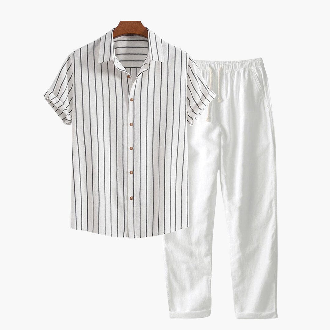 Herren Set Kurzarmhemd mit Hose im Kontrast Design Herren Set Kurzarmhemd mit Hose im Kontrast Design Eldenmark 