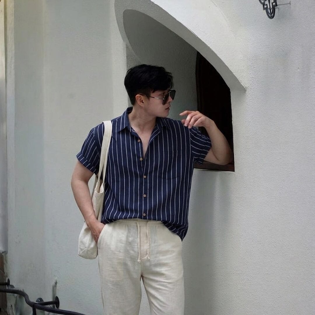 Herren Set Kurzarmhemd mit Hose im Kontrast Design Herren Set Kurzarmhemd mit Hose im Kontrast Design Eldenmark 