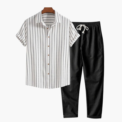 Herren Set Kurzarmhemd mit Hose im Kontrast Design Herren Set Kurzarmhemd mit Hose im Kontrast Design Eldenmark 